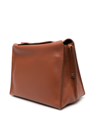 Shop Orciani Twenty Leather Shoulder Bag In Brown