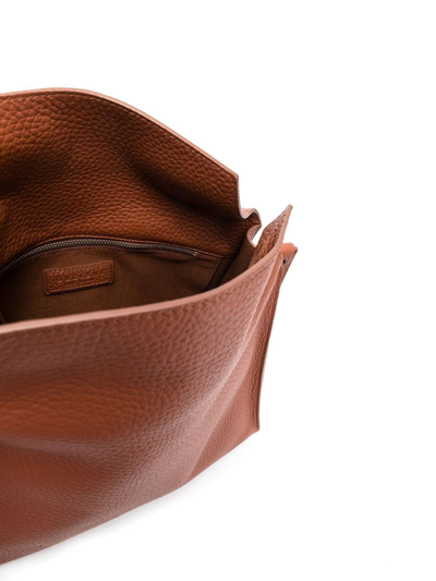 Shop Orciani Twenty Leather Shoulder Bag In Brown