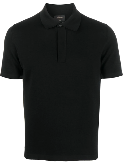 Shop Brioni Short-sleeve Silk Polo Shirt In Black