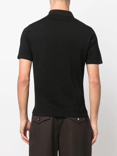 Shop Brioni Short-sleeve Silk Polo Shirt In Black