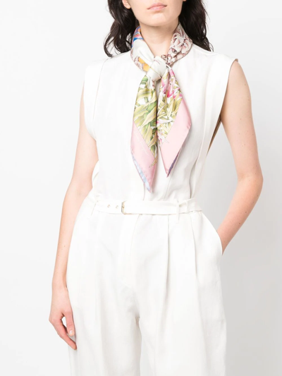 Ferragamo Square Shape Silk Foulard With Lion Print In Pink