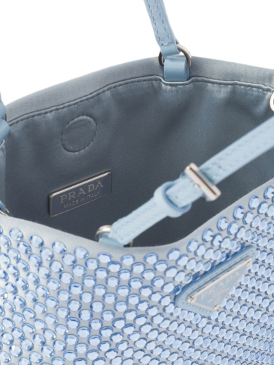 Shop Prada Crystal-embellished Satin Handbag In Blue