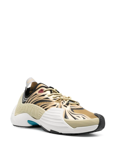 Shop Lanvin Panelled Low-top Sneakers In Gold