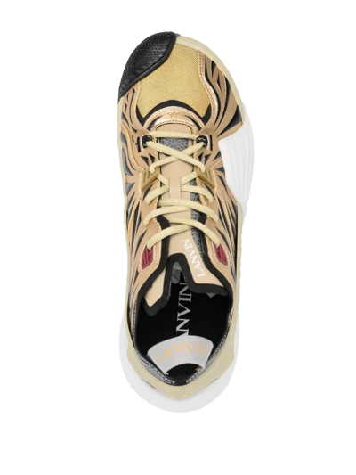 Shop Lanvin Panelled Low-top Sneakers In Gold