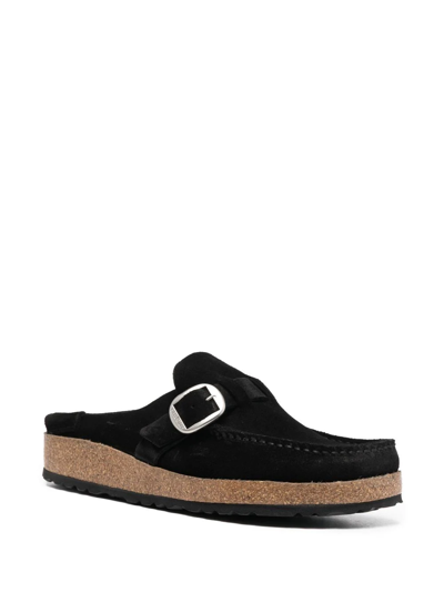 Birkenstock Suede Leather Padded Buckley Mules With Buckle In Black