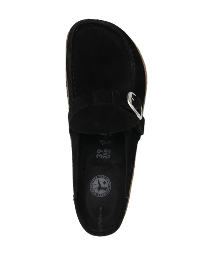 Birkenstock Suede Leather Padded Buckley Mules With Buckle In Black