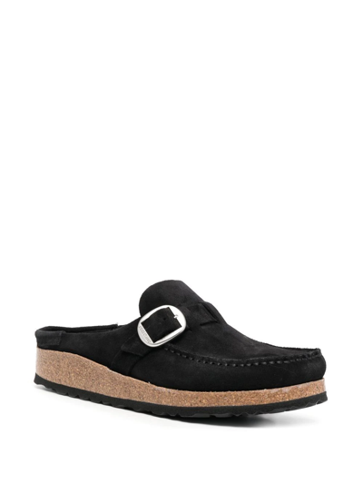 Birkenstock Black Buckley Shearling Suede Slip-on Shoes In Black