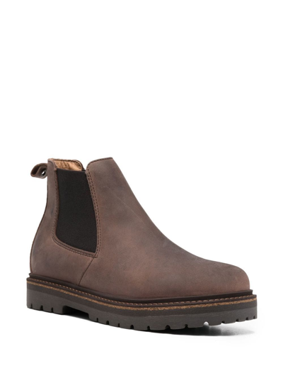 Shop Birkenstock Unbuckle Leather Elastic-panel Boots In Brown