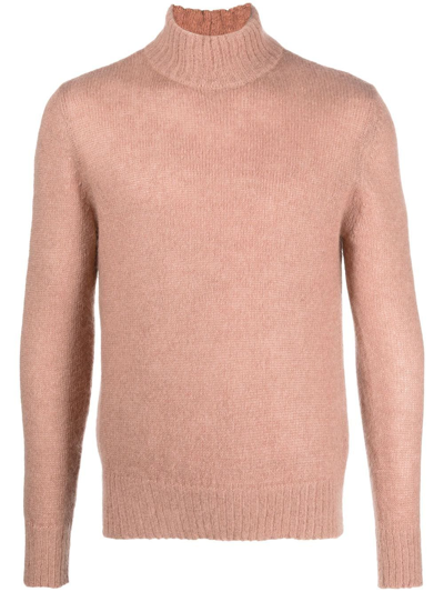 Shop Tagliatore Mock-neck Knitted Jumper In Pink
