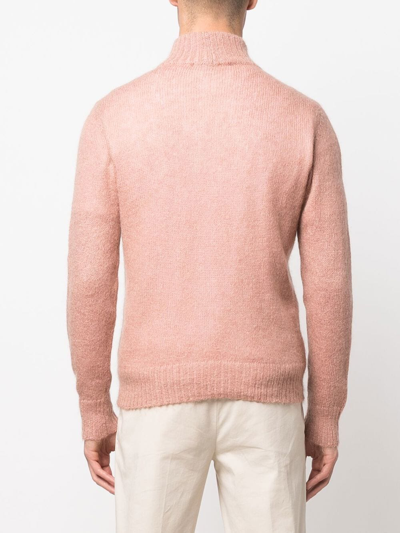 Shop Tagliatore Mock-neck Knitted Jumper In Pink
