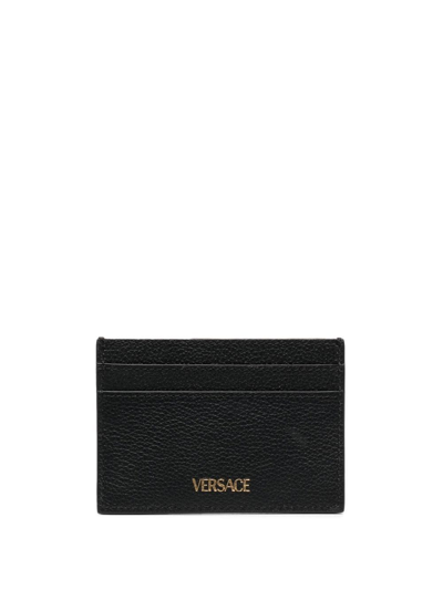 Shop Versace La Medusa Leather Cardholder In Black