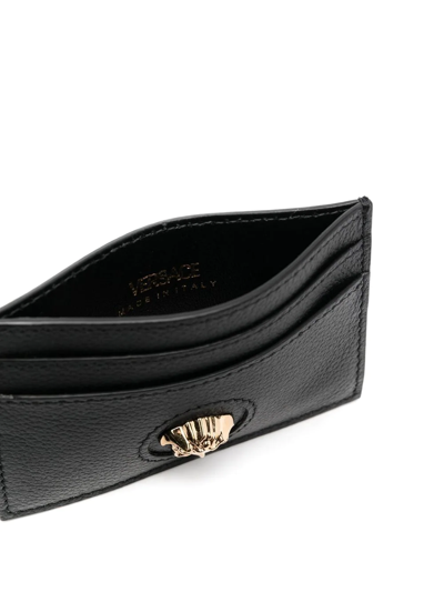 Shop Versace La Medusa Leather Cardholder In Black