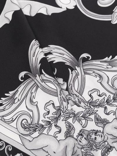 Shop Versace Baroque-print Silk Foulard In Black
