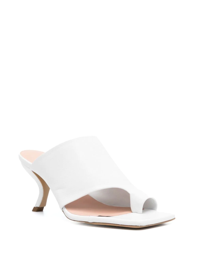 Shop Ilio Smeraldo Slip-on 90mm Leather Sandals In White