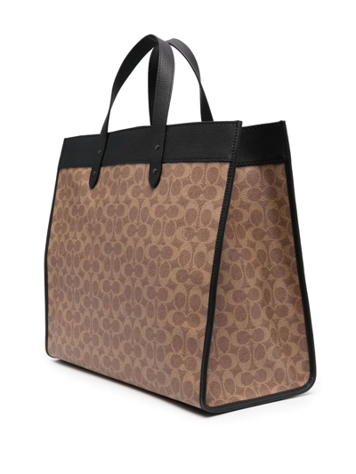 Shop Coach Logo-print Tote Bag In Brown