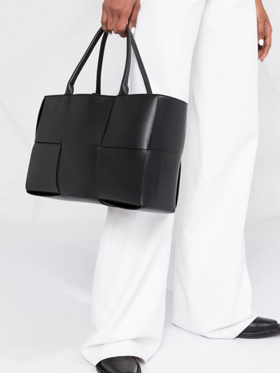 Shop Bottega Veneta Arco Intrecciato Tote Bag In Black