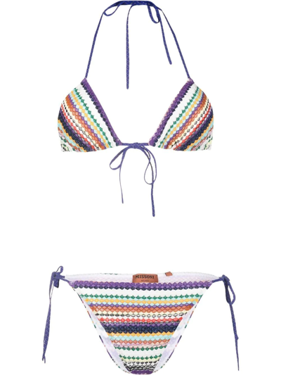Shop Missoni Knitted Triangle-cup Bikini In Purple