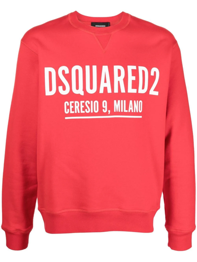 Shop Dsquared2 Logo-print Cotton Sweatshirt In Red