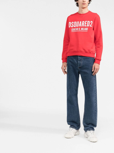 Shop Dsquared2 Logo-print Cotton Sweatshirt In Red