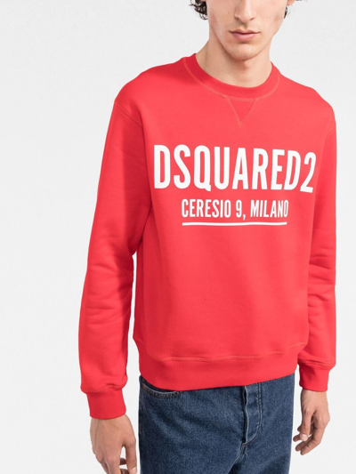 Shop Dsquared2 Logo-print Cotton Sweatshirt In Red