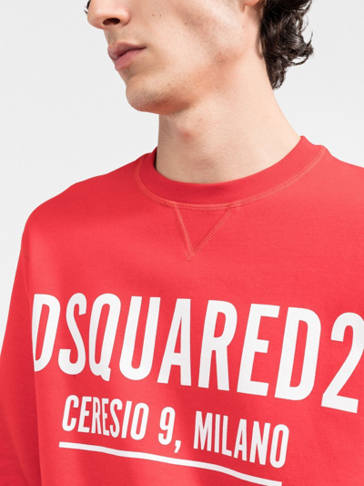 Shop Dsquared2 Logo-print Cotton Sweatshirt In Red