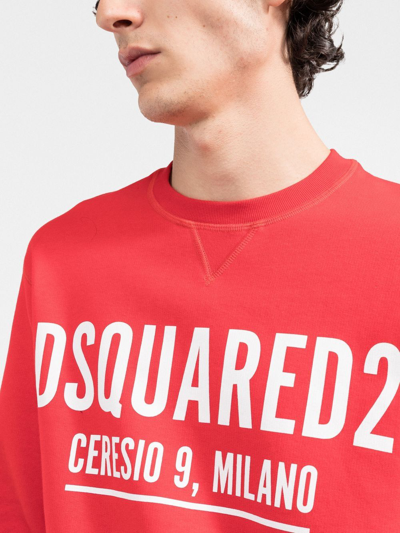 Dsquared2 Logo-print Cotton Sweatshirt In Red