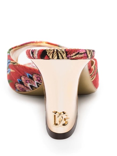 Dolce & Gabbana Multicoloured 60 Floral Brocade Sandals In Red