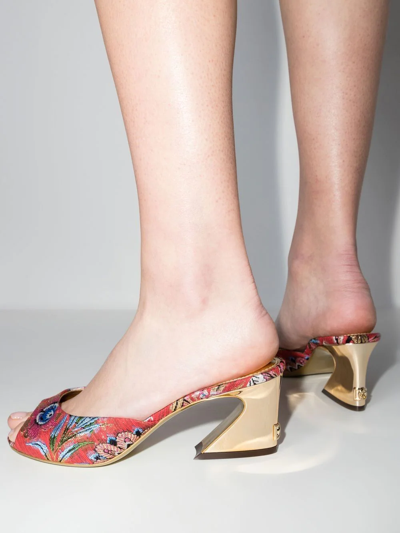 Dolce & Gabbana Multicoloured 60 Floral Brocade Sandals In Red