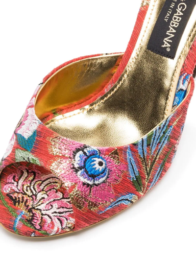 Dolce & Gabbana Multicoloured 60 Floral Brocade Sandals In Red