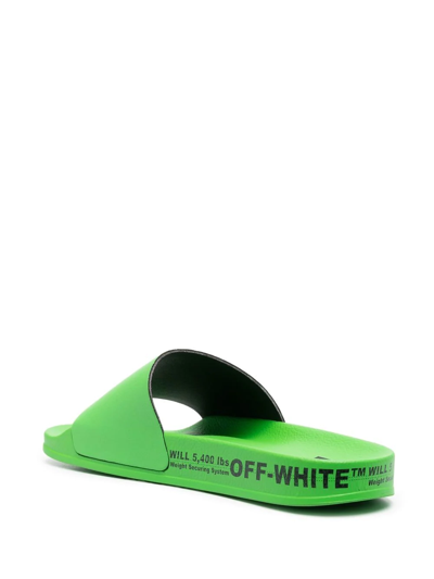 Shop Off-white Logo-print Slides In Green