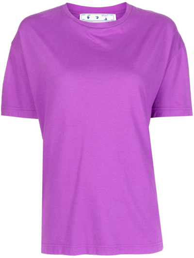 Shop Off-white Round-neck Short-sleeve T-shirt In Purple