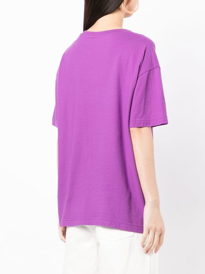 Shop Off-white Round-neck Short-sleeve T-shirt In Purple
