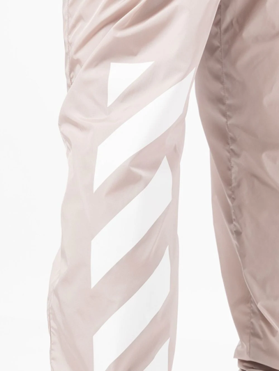 Shop Off-white Diagonal-stripe Straight-leg Trousers In Brown