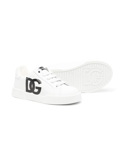 Dolce & Gabbana Kids' Logo-print Low-top Sneakers In White | ModeSens