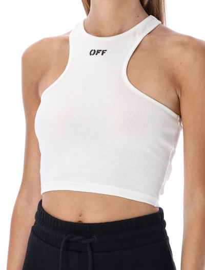 Shop Off-white Off Stamp Ribbed Rowing Top In White