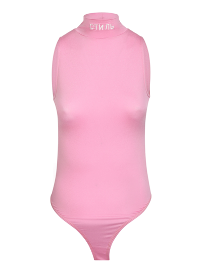 Shop Heron Preston Logo-patch Sleeveless Bodysuit In Pink