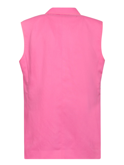 Shop Msgm Single-breasted Waistcoat In Pink