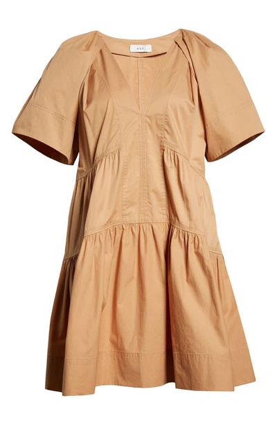 Shop A.l.c Camila Tiered Cotton Minidress In Cafe Latte