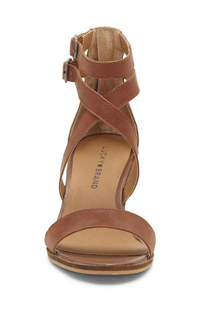 Shop Lucky Brand Ressia Double Ankle Strap Sandal In Toffee Leather