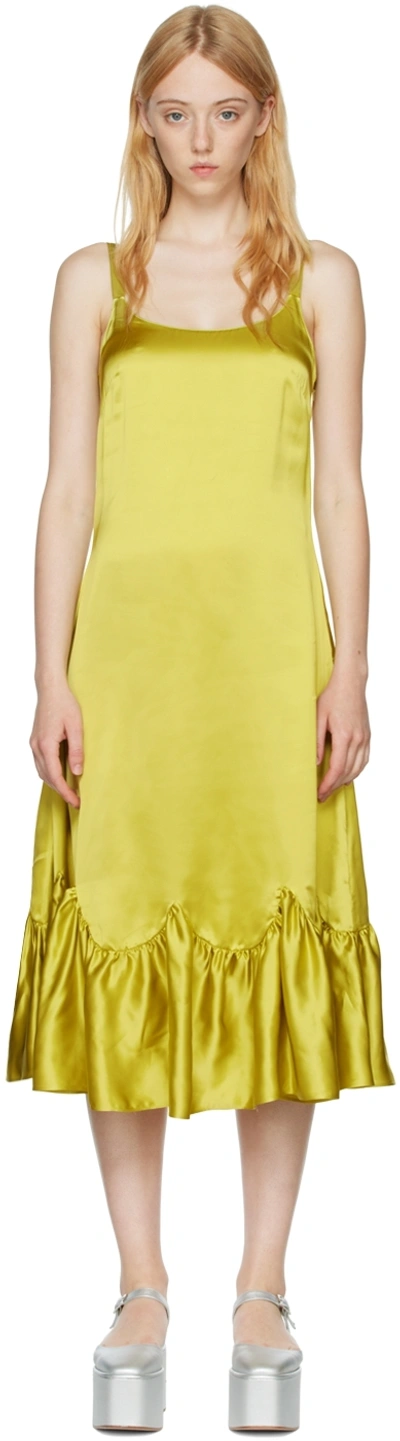 Shop Molly Goddard Green Viscose Dress In Lime