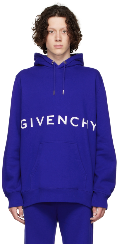 Shop Givenchy Blue 4g Peace Hoodie In 426 Ocean Blue