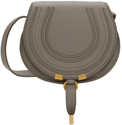 Shop Chloé Gray Small Marcie Saddle Bag In 053 Cashmere Grey