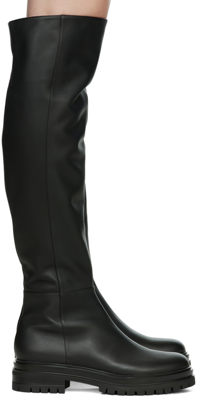 Shop Gianvito Rossi Black Leather Quinn Tall Boots