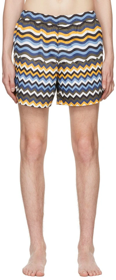 Shop Missoni Multicolor Polyester Swim Shorts In Sm80s Zigzag Onda Mu