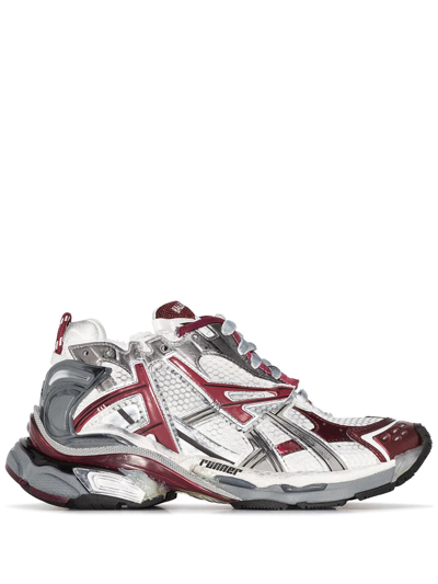 Runner Logo detailed Rubber trimmed Mesh Trainers In Grey