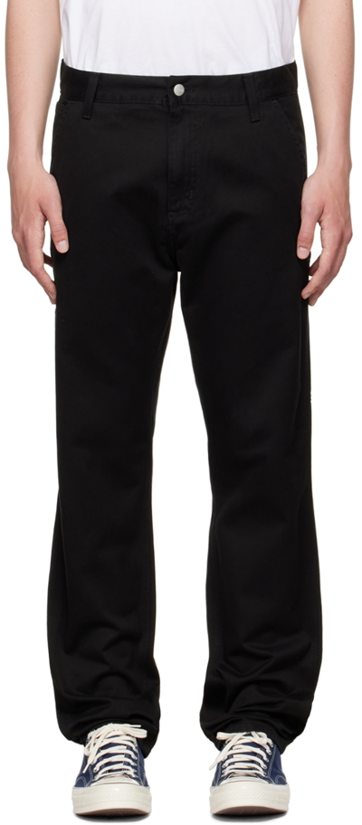 Shop Carhartt Black Cotton Trousers In 8906 Black