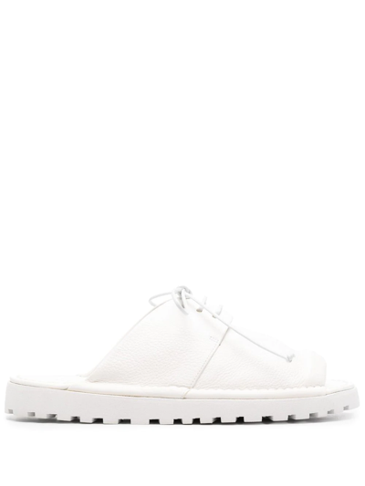 Shop Marsèll Lace-up Leather Sandals In White