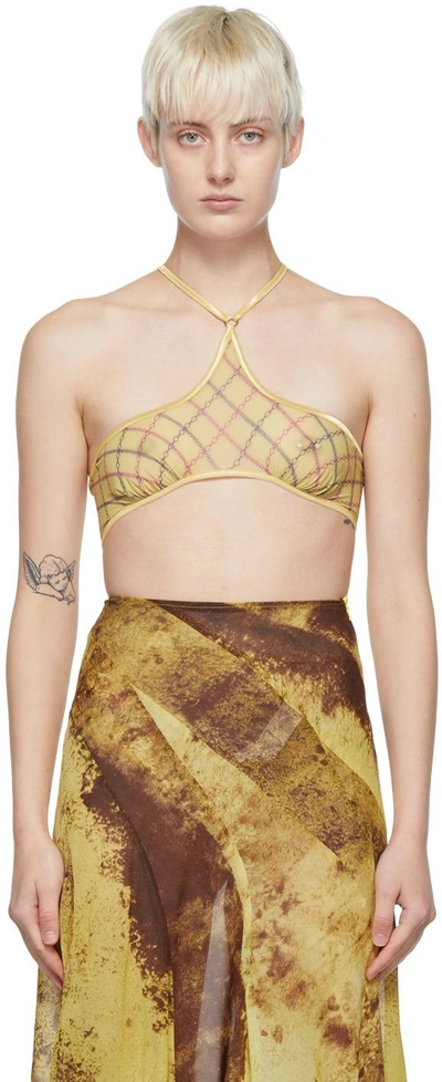 Knwls Ssense Exclusive Yellow Bra In Yellow Chain Argyle