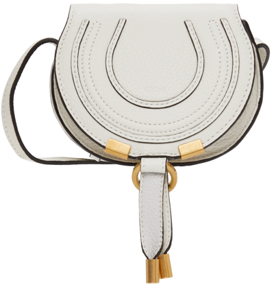 Shop Chloé White Nano Marcie Saddle Shoulder Bag In 101 White