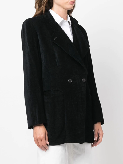 Pre-owned Giorgio Armani 1990s Double-breasted Velvet Jacket In Black